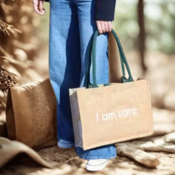 Sac Cabas en jute "I AM LOVED" – Image 3